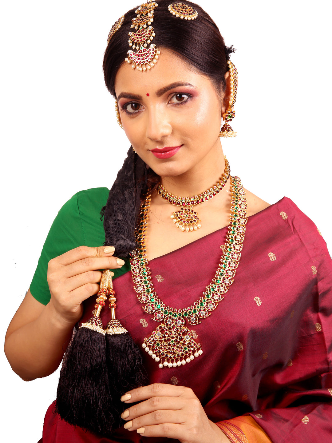 925 silver Kunjalam/Kunjala - gold polish silver - temple design - Sterling silver Kunjala - Indian traditional jewelry – wedding jewelry – bridal jewelry – festival jewelry - Dance jewelry- Gifts