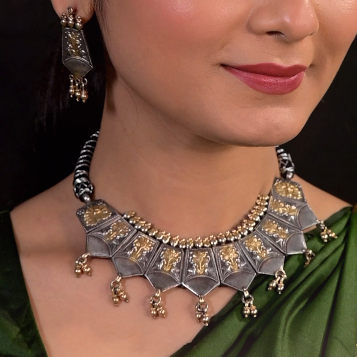 Neysa Jaipur dual-tone 925 Silver necklace