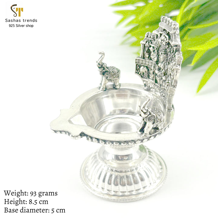 925 Silver Gopuram Kamakshi Lamp