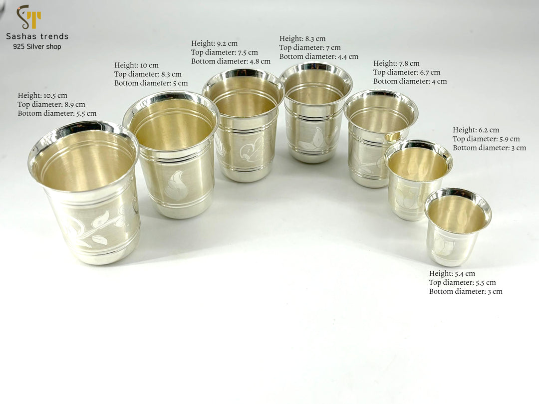 Silver Tumblers in 7 distinct sizes