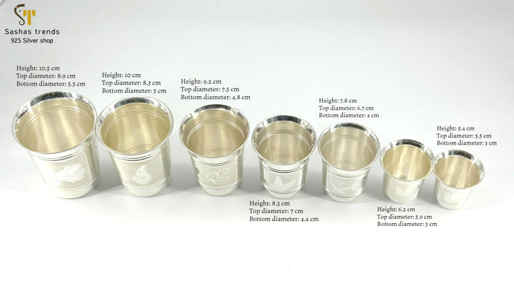 Silver Tumblers in 7 distinct sizes