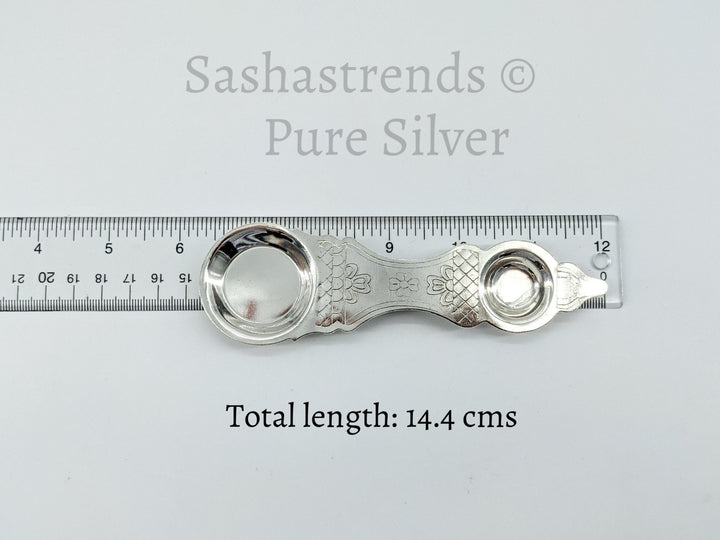 Pure Silver 925 round single aarti - silver gift items- silver pooja items for home, return gift for navarathri, wedding & housewarming