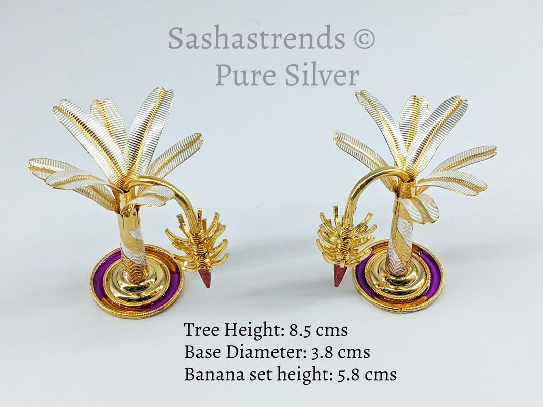 Pure silver banana tree decor - pure silver gift items- silver pooja items for home, return gift for navarathri, wedding and housewarming