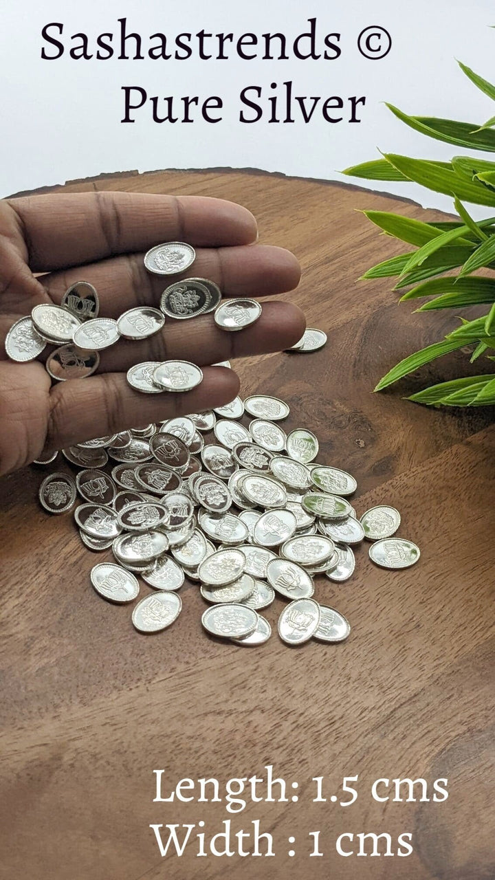 108 silver coins Oval- Sterling Silver -Pure silver gift items- hindu pooja item-return gift for navarathri- gift housewarming