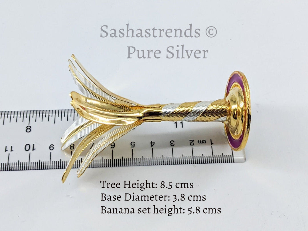 Pure silver banana tree decor - pure silver gift items- silver pooja items for home, return gift for navarathri, wedding and housewarming