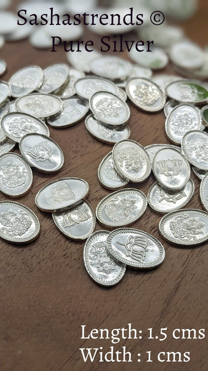 108 silver coins Oval- Sterling Silver -Pure silver gift items- hindu pooja item-return gift for navarathri- gift housewarming