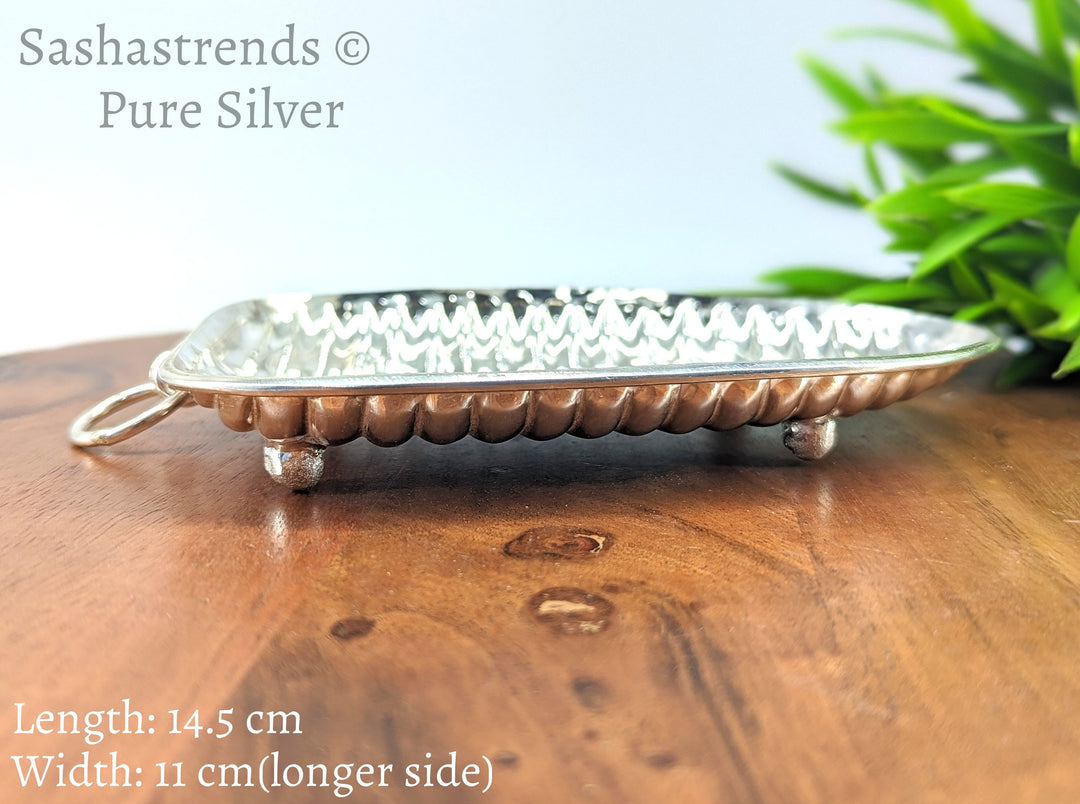 Silver Banana leaf plate - Silver gift items- Silver Pooja Items for Home, Return Gift for Navarathri, Wedding and Housewarming Active