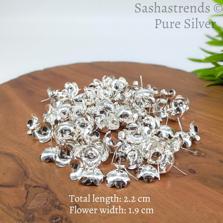 Silver 108 flowers with stem - big size flower- silver gift items- Hindu pooja item-return gift for navarathri- gift housewarming