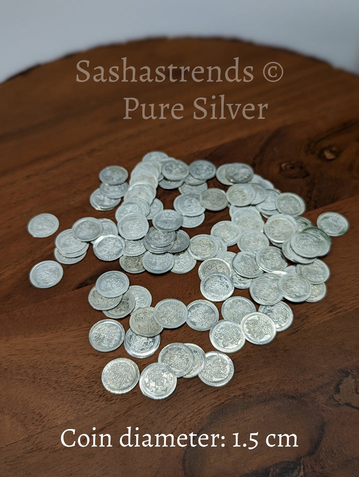 Pure silver 108 silver coins round -sterling silver flower-pure silver gift items- hindu pooja item-return gift for navarathri /housewarming
