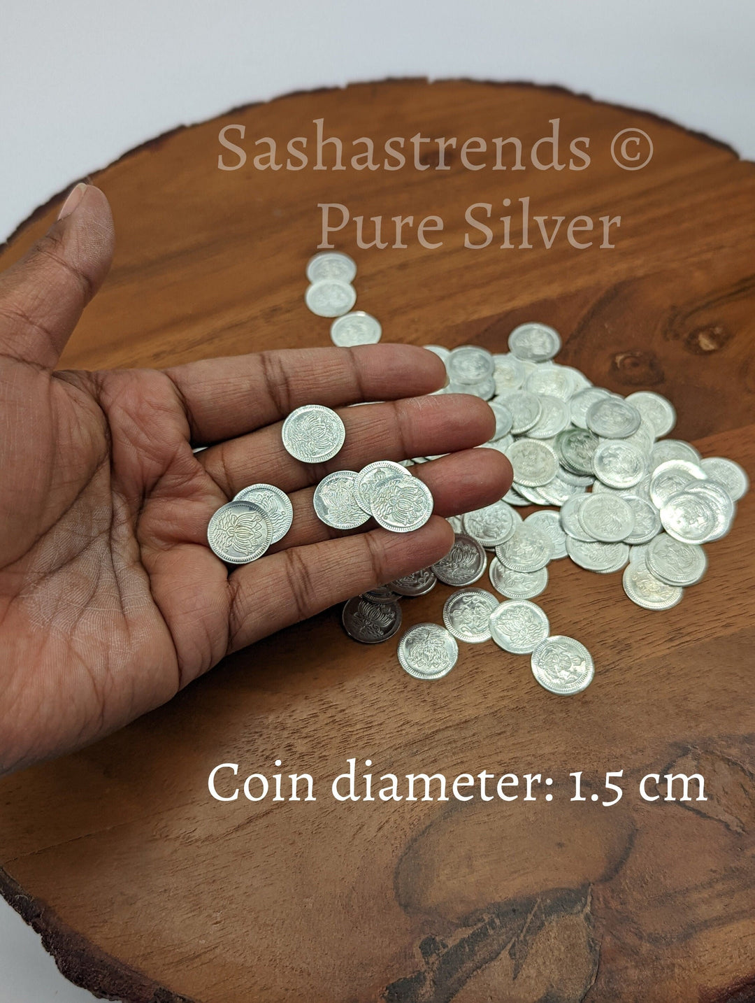 Pure silver 108 silver coins round -sterling silver flower-pure silver gift items- hindu pooja item-return gift for navarathri /housewarming