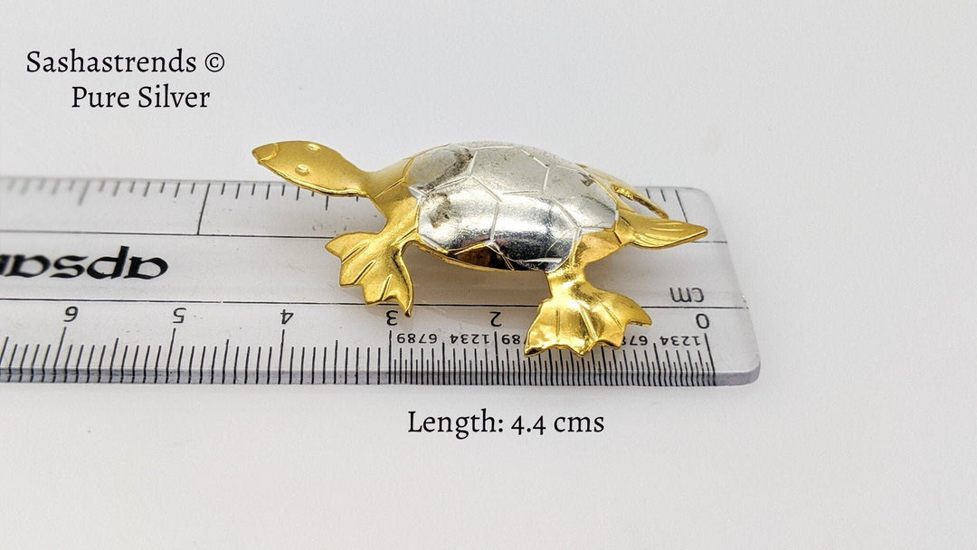 Solid mini turtle/tortoise idol - silver gift items- silver pooja items for home, return gift for navarathri, wedding and housewarming