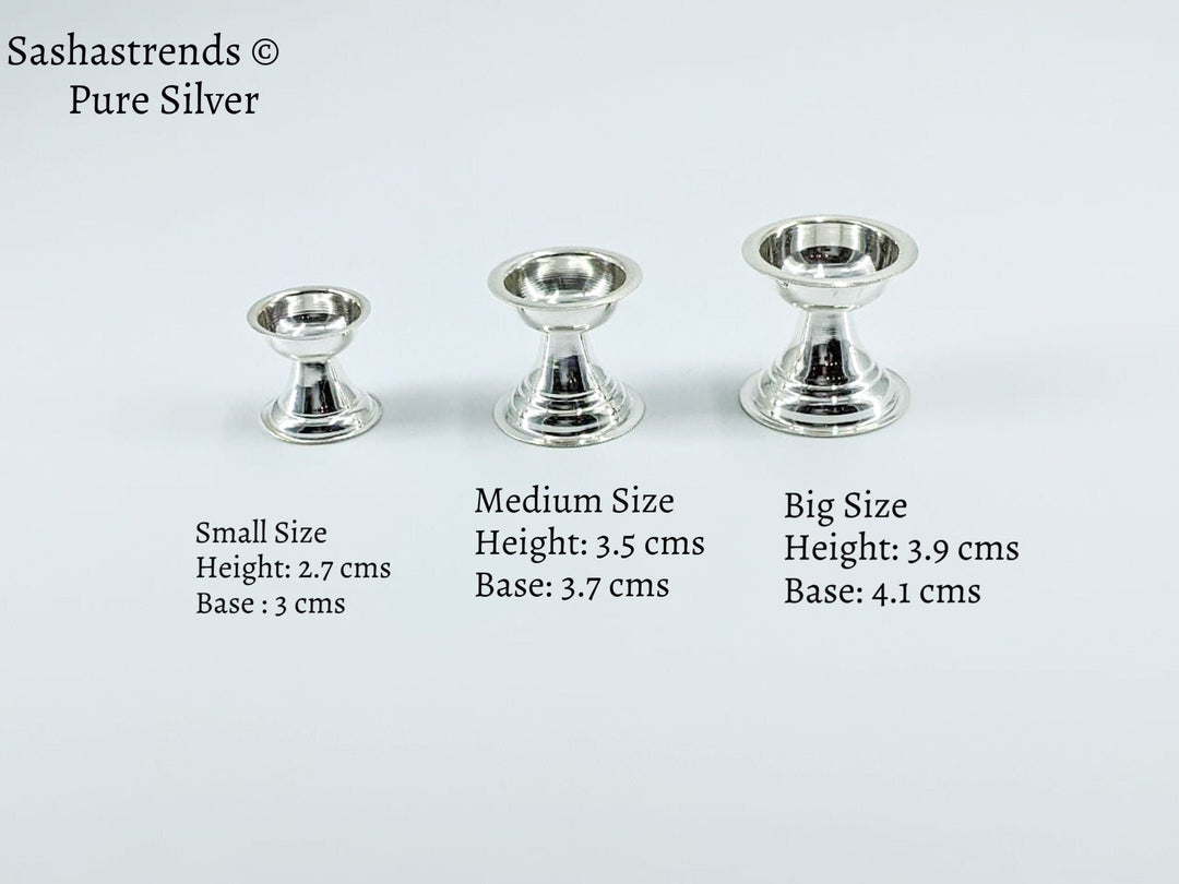 Small silver ghee vilakku/diya/lamp- pure silver gift items- silver pooja items for home, return gift for navarathri,wedding & housewarming