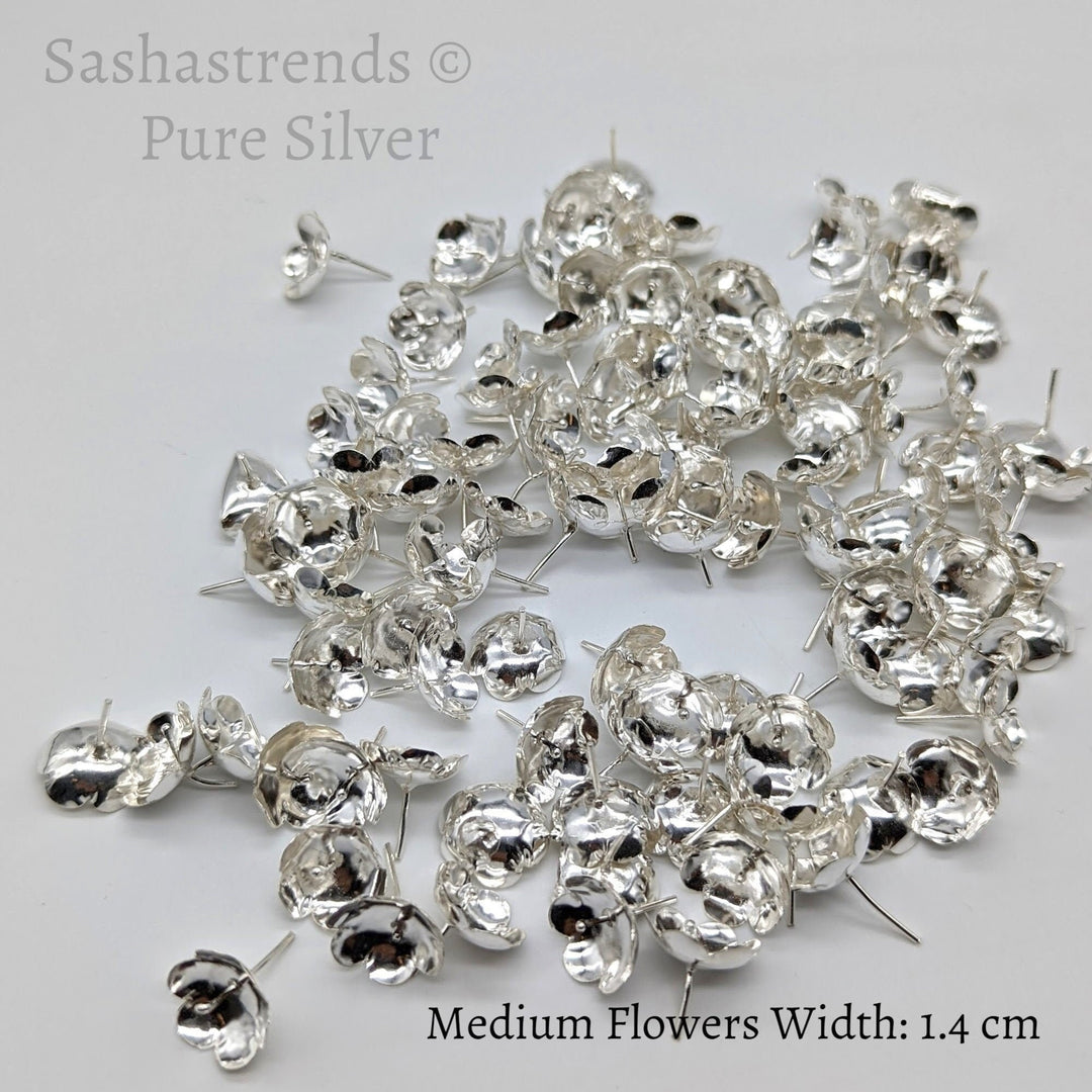 Silver 108 flowers silver finish with stem - silver gift items- Hindu pooja item-return gift for navarathri- gift housewarming