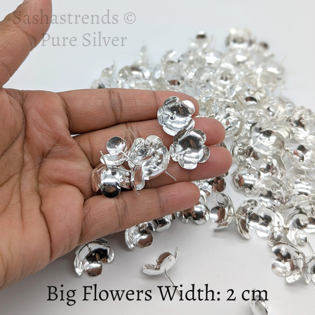 Silver 108 flowers silver finish with stem - silver gift items- Hindu pooja item-return gift for navarathri- gift housewarming