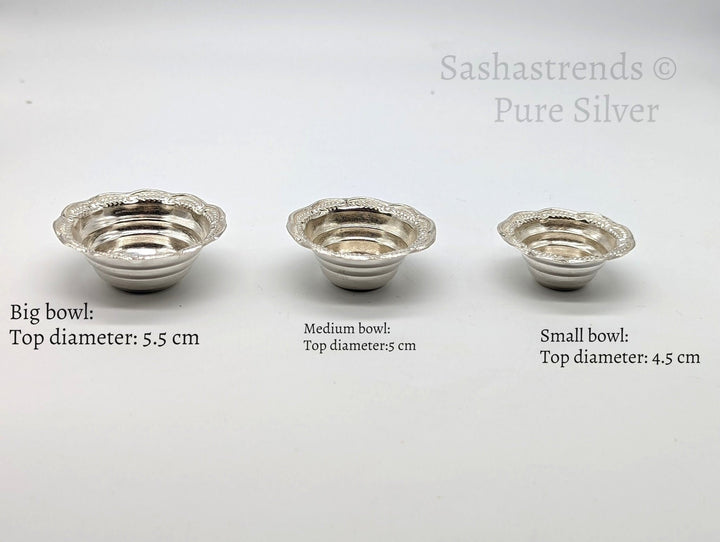 925 silver bowl - lightweight mini kumkum bowl-  Silver Pooja Items for Home, Return Gift for Navarathri, Wedding & Housewarming