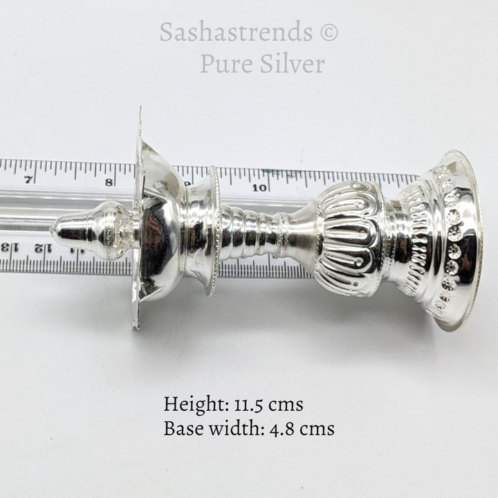 925 silver lamp/villakku height 11.5 cms -pure silver gift items- return gift for navarathri, wedding & housewarming