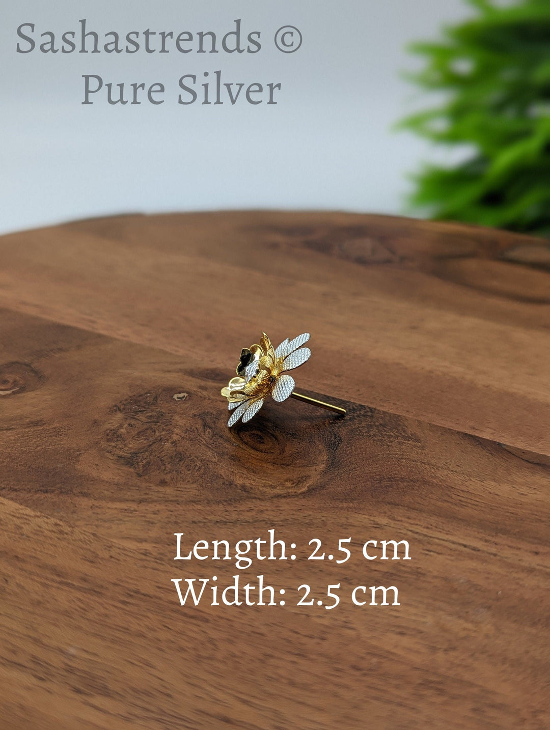925 Silver pooja flower- gold and silver mullai flower -Silver Pooja Items for Home, Return Gift for Navarathri, Wedding, & Housewarming