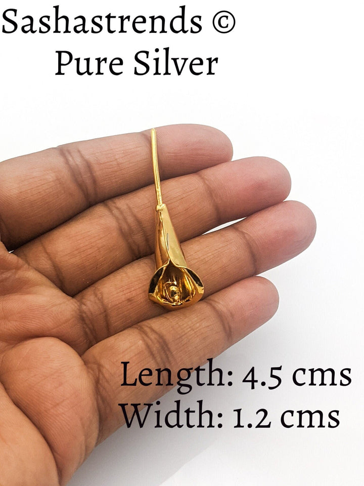 Pure silver with gold plate- lily flower- gift item- silver pooja items for home, return gift for navarathri, wedding & housewarming