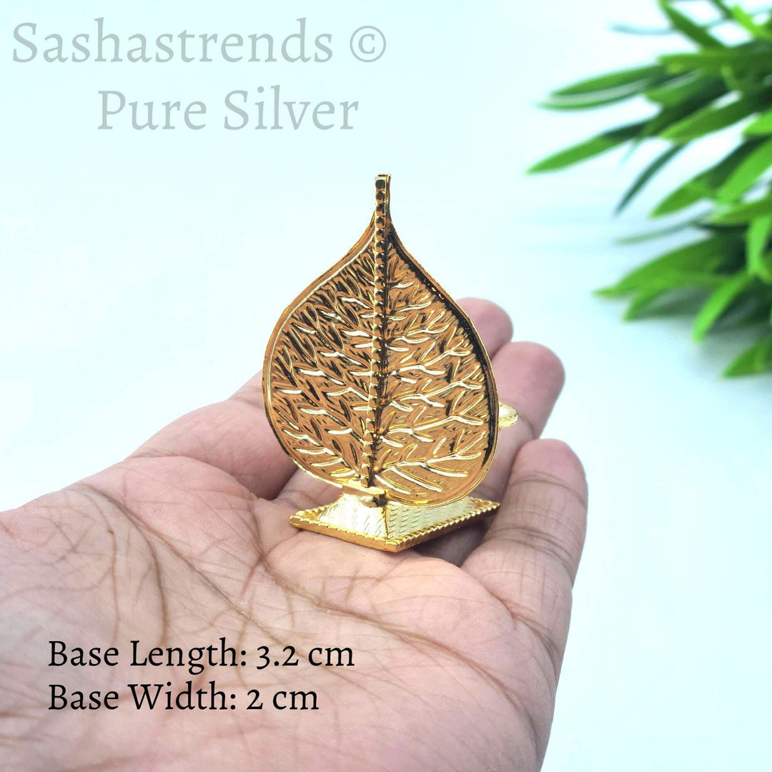 Silver Leaf lamp - Decorative lamp - Pure silver gift items- Silver Pooja Items for Home, Return Gift for Navarathri, Wedding & Housewarming
